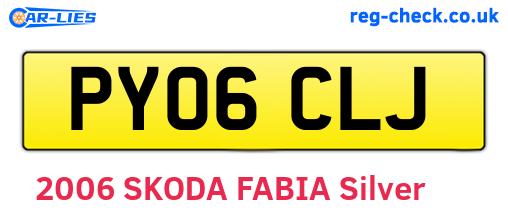 PY06CLJ are the vehicle registration plates.