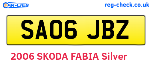 SA06JBZ are the vehicle registration plates.