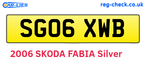 SG06XWB are the vehicle registration plates.