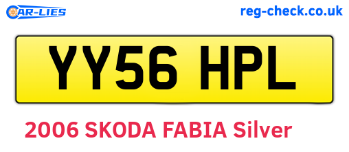 YY56HPL are the vehicle registration plates.