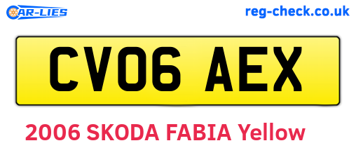 CV06AEX are the vehicle registration plates.