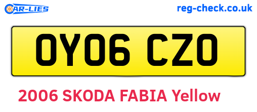 OY06CZO are the vehicle registration plates.
