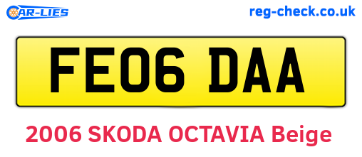 FE06DAA are the vehicle registration plates.