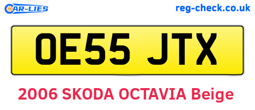 OE55JTX are the vehicle registration plates.