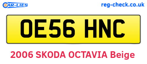 OE56HNC are the vehicle registration plates.