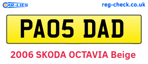 PA05DAD are the vehicle registration plates.