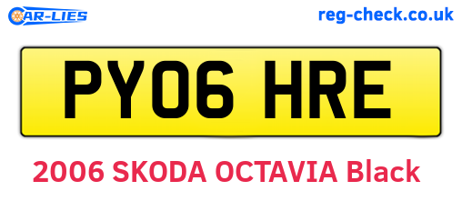 PY06HRE are the vehicle registration plates.