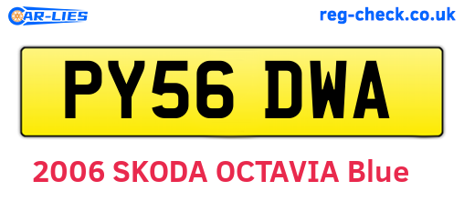 PY56DWA are the vehicle registration plates.
