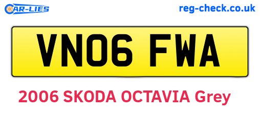 VN06FWA are the vehicle registration plates.