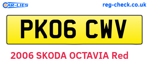 PK06CWV are the vehicle registration plates.