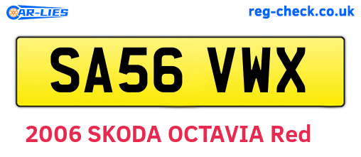 SA56VWX are the vehicle registration plates.