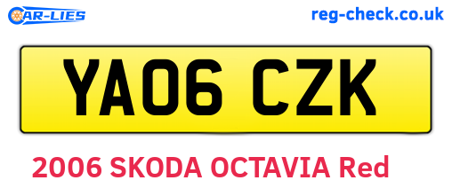 YA06CZK are the vehicle registration plates.