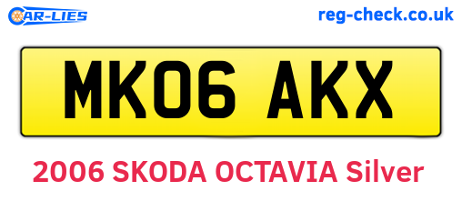 MK06AKX are the vehicle registration plates.