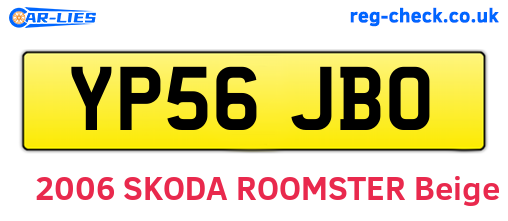 YP56JBO are the vehicle registration plates.
