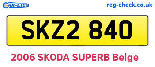 SKZ2840 are the vehicle registration plates.