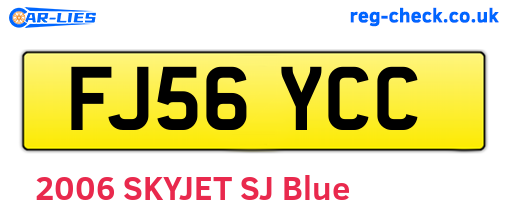 FJ56YCC are the vehicle registration plates.