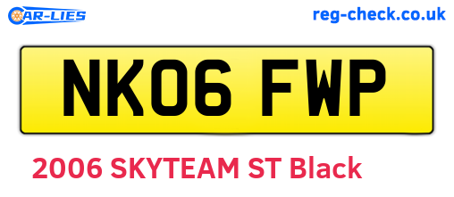 NK06FWP are the vehicle registration plates.