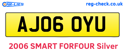 AJ06OYU are the vehicle registration plates.