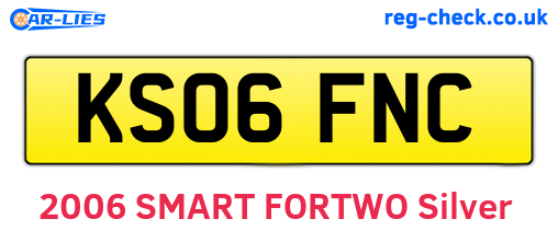 KS06FNC are the vehicle registration plates.