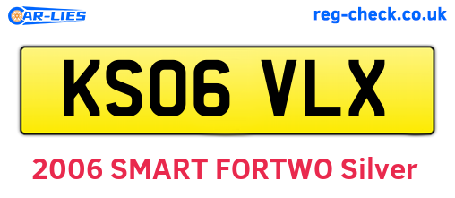 KS06VLX are the vehicle registration plates.