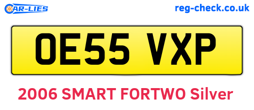 OE55VXP are the vehicle registration plates.