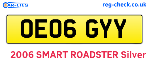 OE06GYY are the vehicle registration plates.