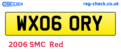 WX06ORY are the vehicle registration plates.