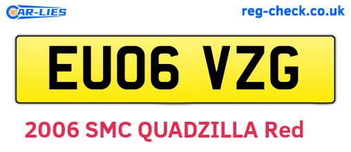 EU06VZG are the vehicle registration plates.