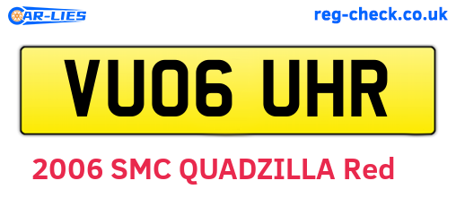 VU06UHR are the vehicle registration plates.
