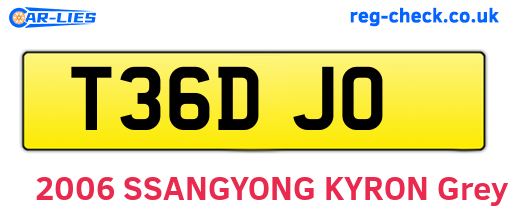 T36DJO are the vehicle registration plates.
