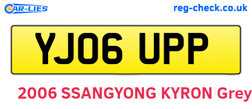 YJ06UPP are the vehicle registration plates.
