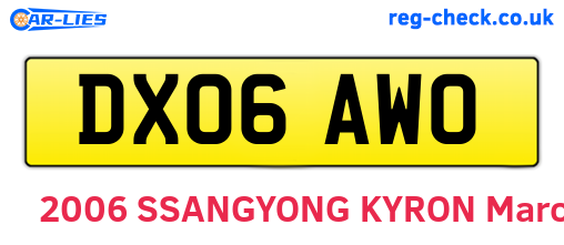 DX06AWO are the vehicle registration plates.
