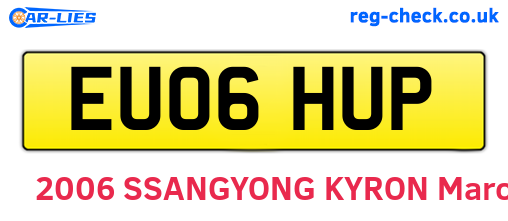 EU06HUP are the vehicle registration plates.