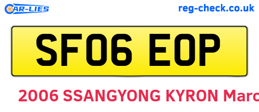 SF06EOP are the vehicle registration plates.