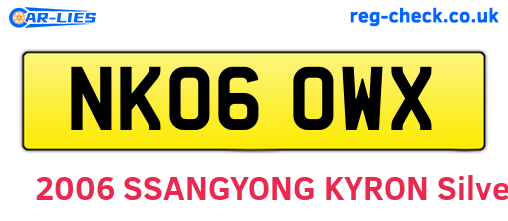 NK06OWX are the vehicle registration plates.