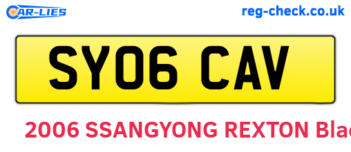 SY06CAV are the vehicle registration plates.