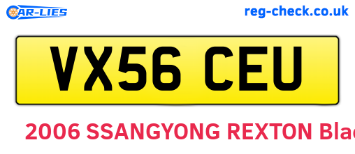 VX56CEU are the vehicle registration plates.