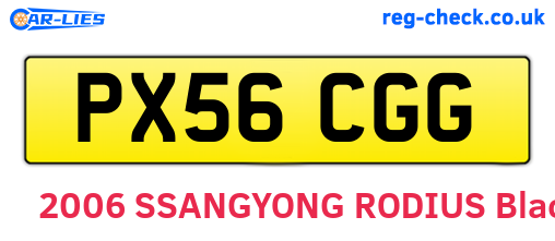 PX56CGG are the vehicle registration plates.