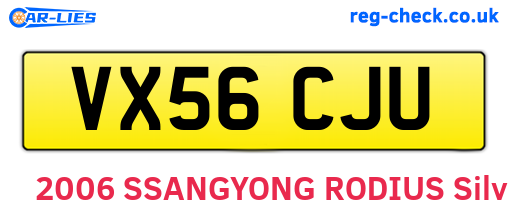 VX56CJU are the vehicle registration plates.