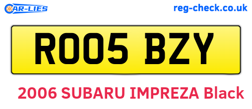 RO05BZY are the vehicle registration plates.