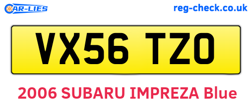 VX56TZO are the vehicle registration plates.