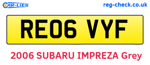 RE06VYF are the vehicle registration plates.