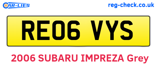 RE06VYS are the vehicle registration plates.