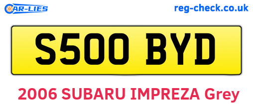 S500BYD are the vehicle registration plates.
