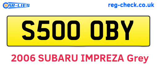 S500OBY are the vehicle registration plates.