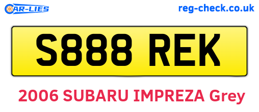 S888REK are the vehicle registration plates.