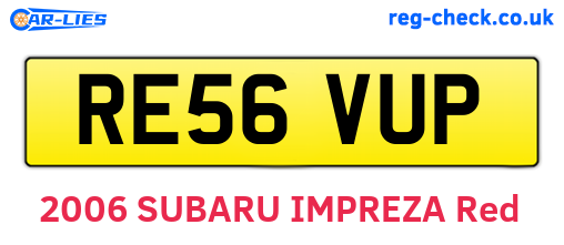 RE56VUP are the vehicle registration plates.