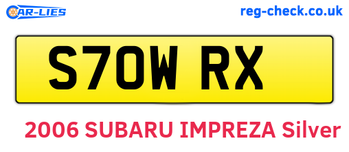 S70WRX are the vehicle registration plates.