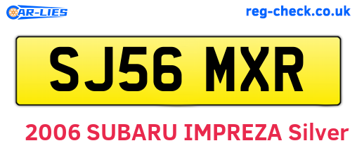 SJ56MXR are the vehicle registration plates.