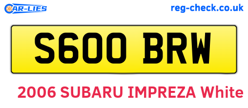 S600BRW are the vehicle registration plates.